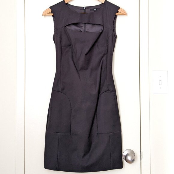 NWOT Black Cut Out Mini Dress with Pockets - Picture 1 of 16